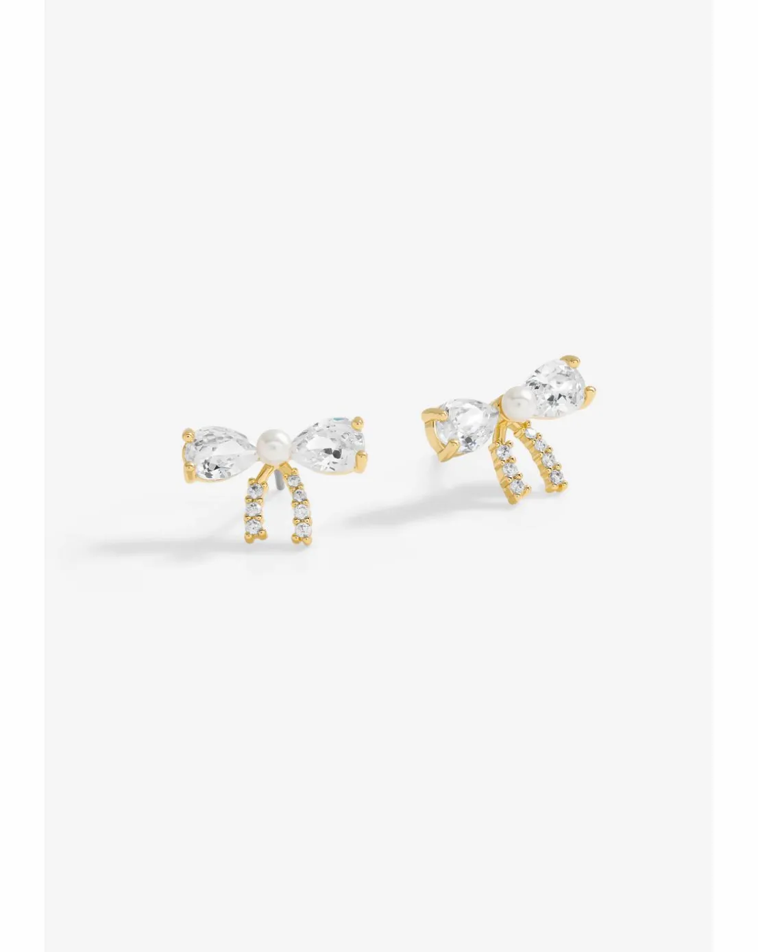 Jon Richard Gold Plated Cubic Zirconia And Pearl Bow Earrings