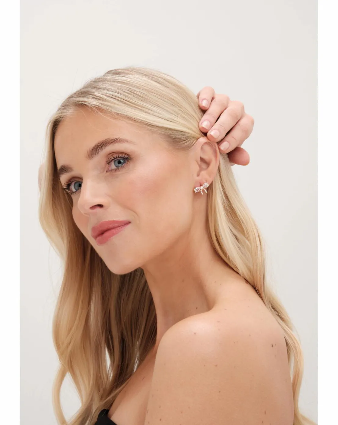 Jon Richard Gold Plated Cubic Zirconia And Pearl Bow Earrings