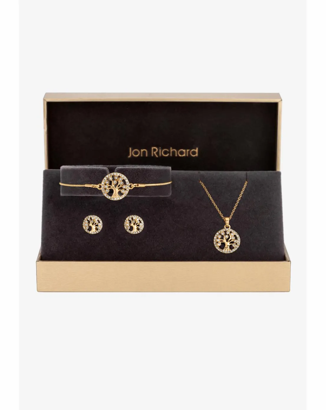 Jon Richard Gold Plated Crystal Tree Of Life Trio Set - Gift Boxed