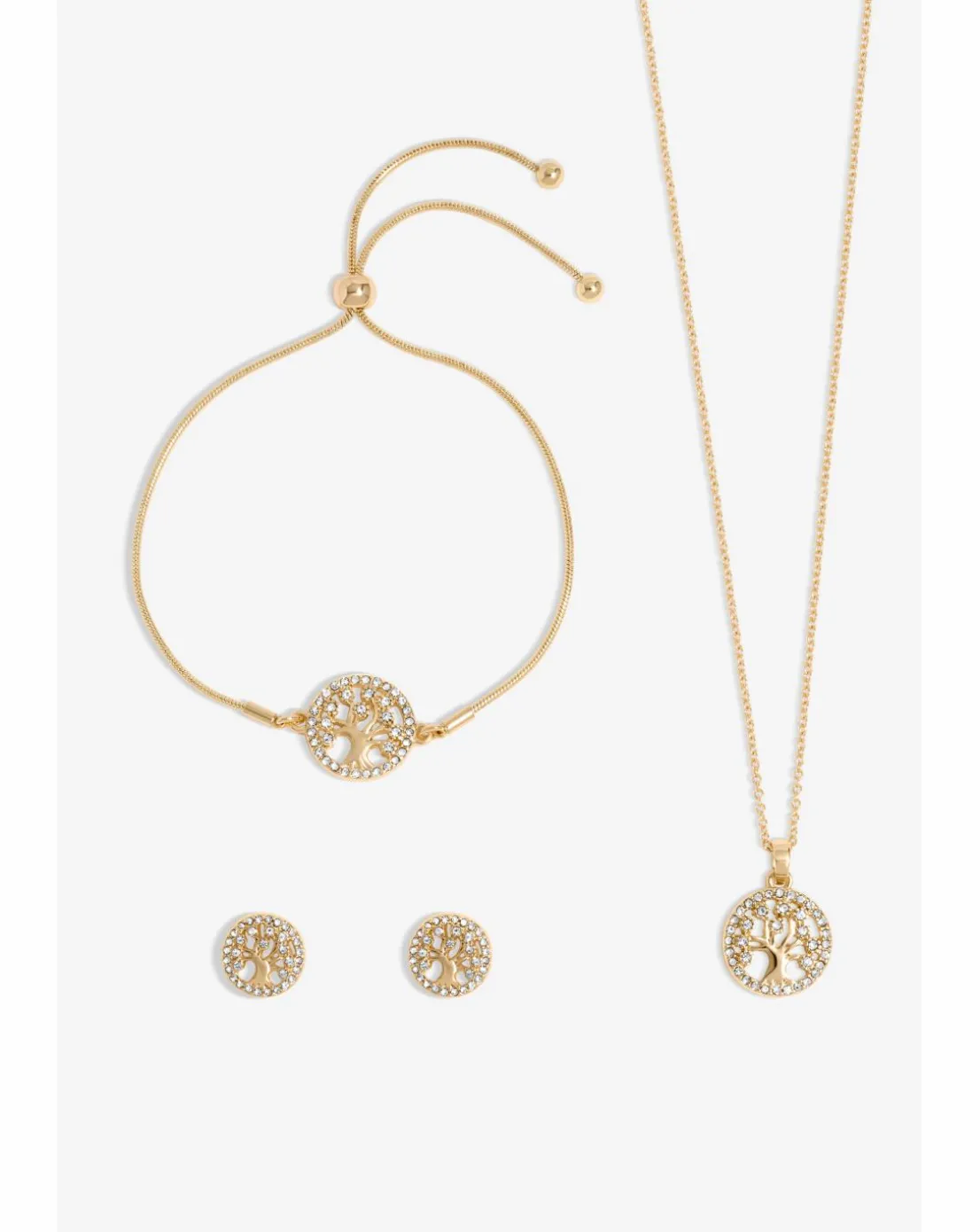 Jon Richard Gold Plated Crystal Tree Of Life Trio Set - Gift Boxed