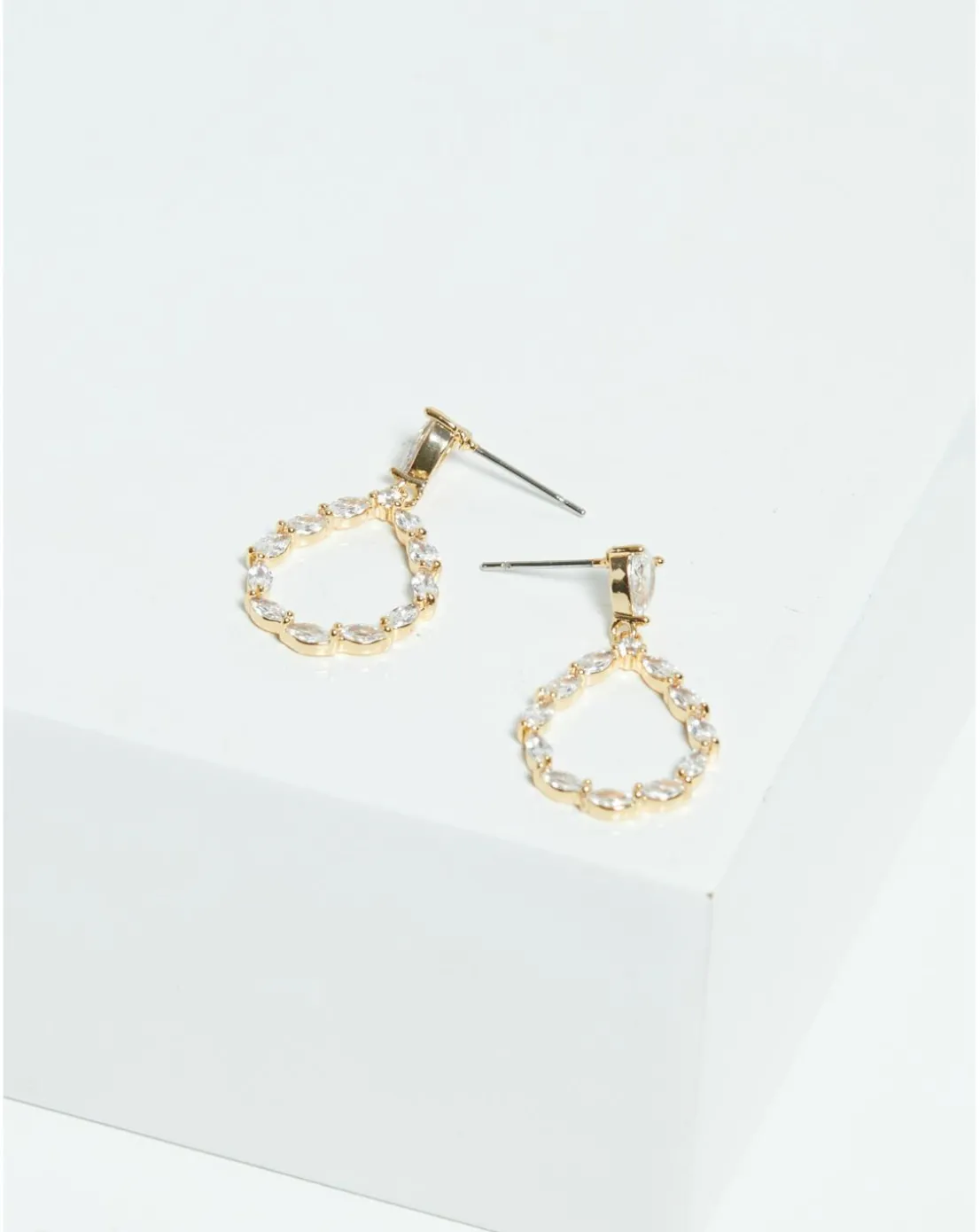 Jon Richard Gold Plated Cubic Zirconia Open Earrings