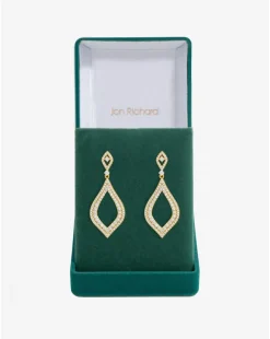 Jon Richard Gold Plated Cubic Zirconia Open Pear Earrings - Gift Boxed