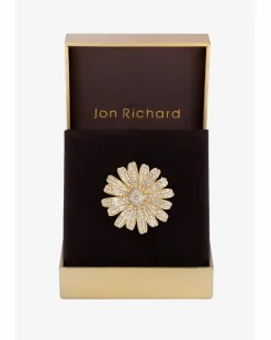 Jon Richard Gold Plated Crystal Flower Brooch - Gift Boxed