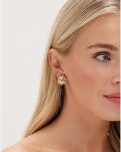 Jon Richard Gold Plated Curved Ridge Clip Earrings