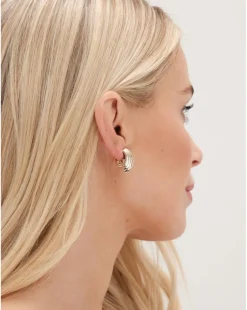 Jon Richard Gold Plated Curved Ridge Clip Earrings