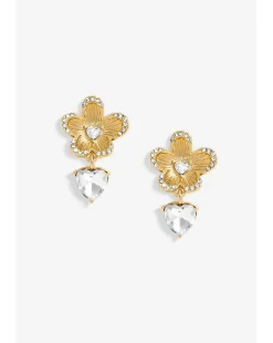 Jon Richard Gold Plated Floral And Cubic Zirconia Earrings