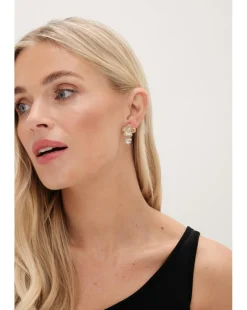 Jon Richard Gold Plated Floral And Cubic Zirconia Earrings