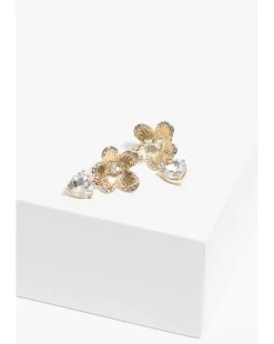 Jon Richard Gold Plated Floral And Cubic Zirconia Earrings