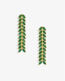 Jon Richard Gold Plated Linear Green Leaf Earrings