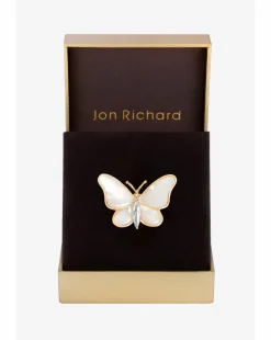 Jon Richard Gold Plated Mother Of Pearl Butterfly Brooch - Gift Boxed