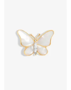 Jon Richard Gold Plated Mother Of Pearl Butterfly Brooch - Gift Boxed