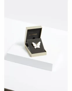 Jon Richard Gold Plated Mother Of Pearl Butterfly Brooch - Gift Boxed