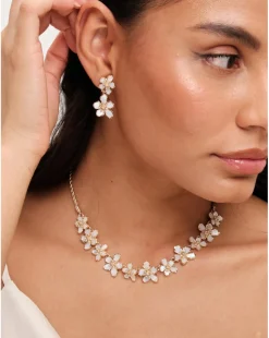 Jon Richard Gold Plated Mother Of Pearl Floral Necklace