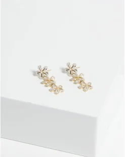 Jon Richard Gold Plated Multi Floral Drop Earrings