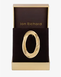 Jon Richard Gold Plated Open Polished Twist Brooch - Gift Boxed