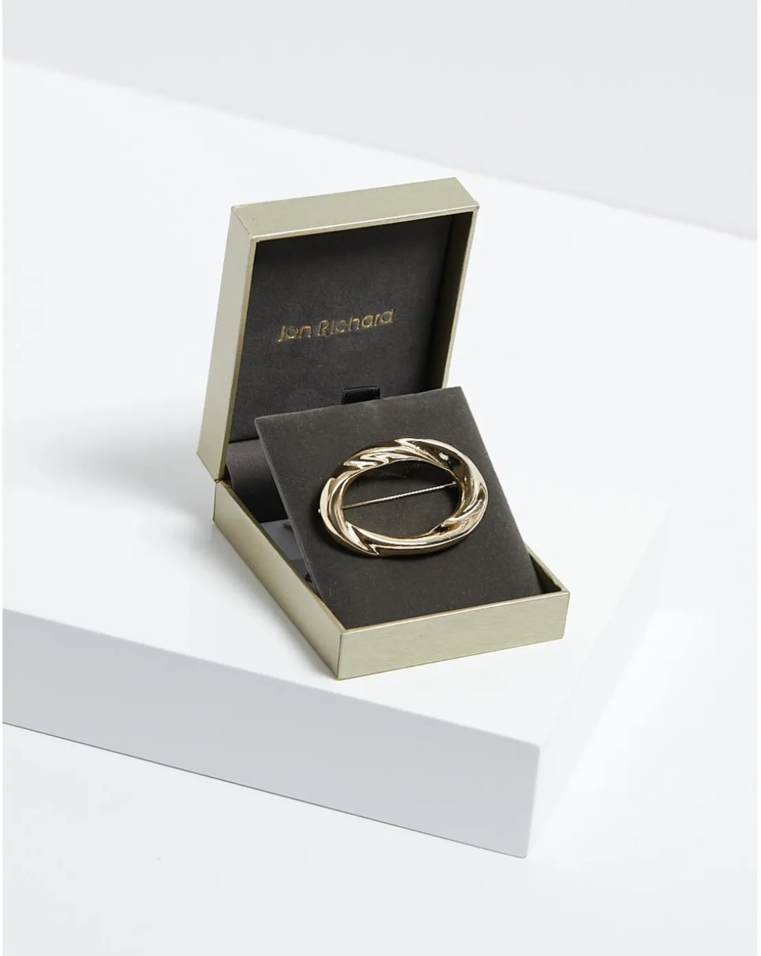 Jon Richard Gold Plated Open Polished Twist Brooch - Gift Boxed