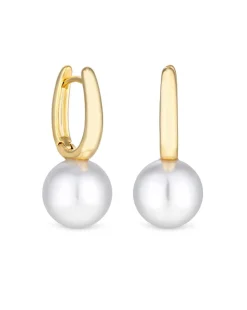 Jon Richard Gold Plated Pearl Drop Hoop Earrings