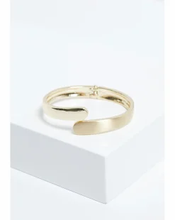 Jon Richard Gold Plated Polished Satin Open Hinge Bangle