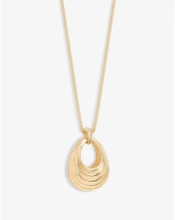 Jon Richard Gold Plated Polished Ridged Long Pendant