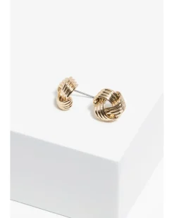 Jon Richard Gold Plated Ridge Knot Studs