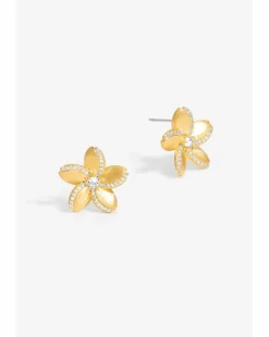 Jon Richard Gold Plated Satin Floral Earrings