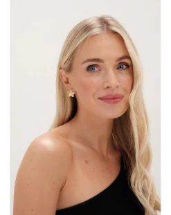 Jon Richard Gold Plated Satin Floral Earrings