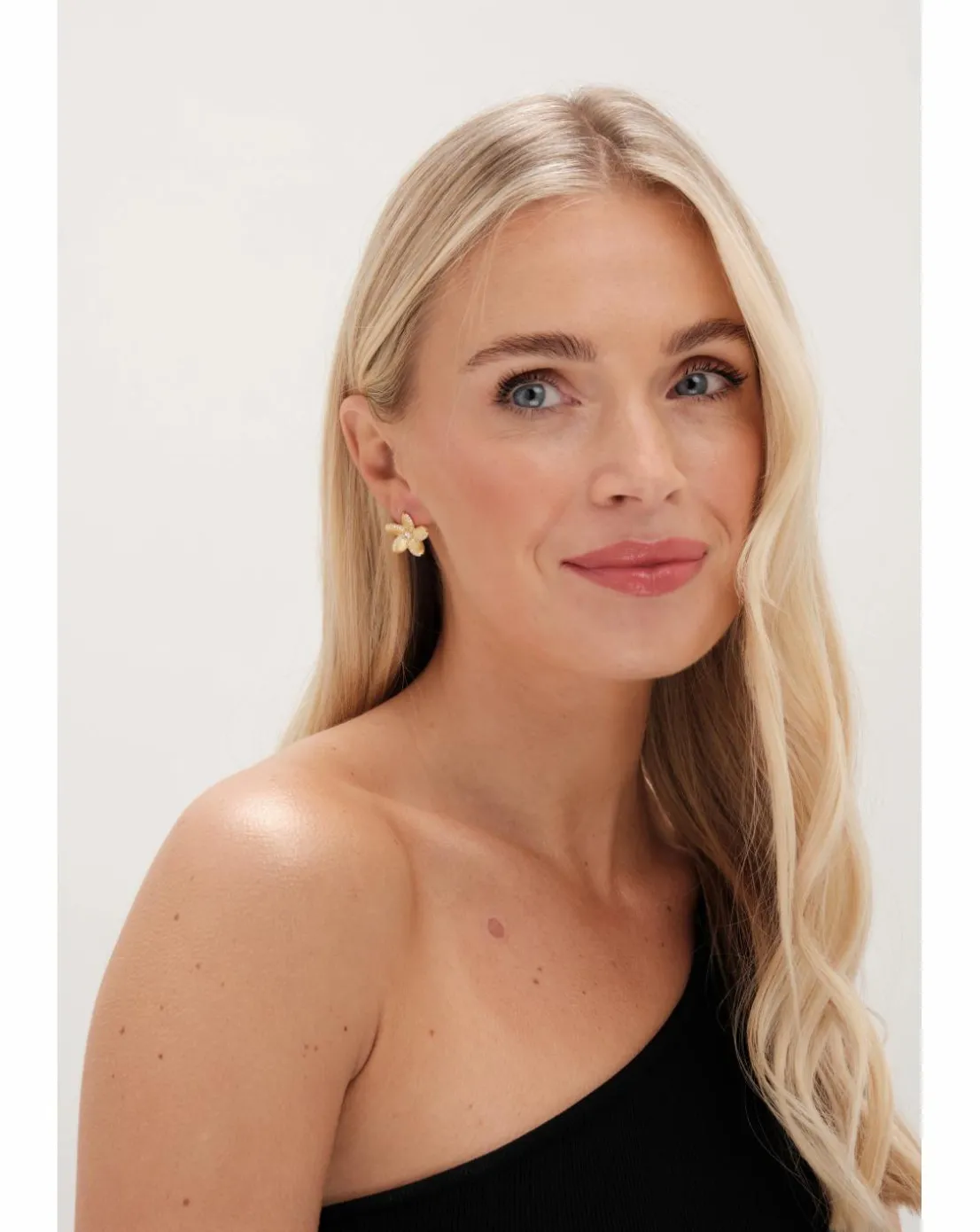 Jon Richard Gold Plated Satin Floral Earrings