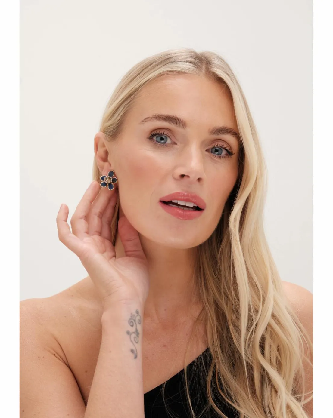 Jon Richard Gold Plated Satin Floral Earrings