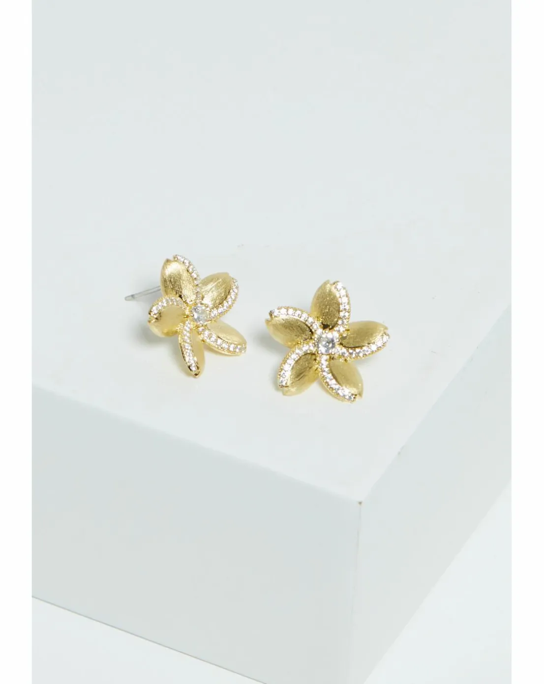 Jon Richard Gold Plated Satin Floral Earrings