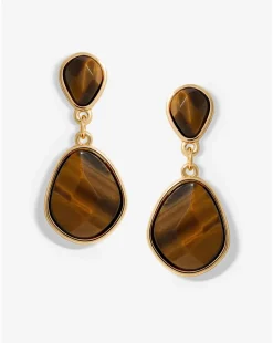 Jon Richard Gold Plated Tigers Eye Pear Drop Earrings