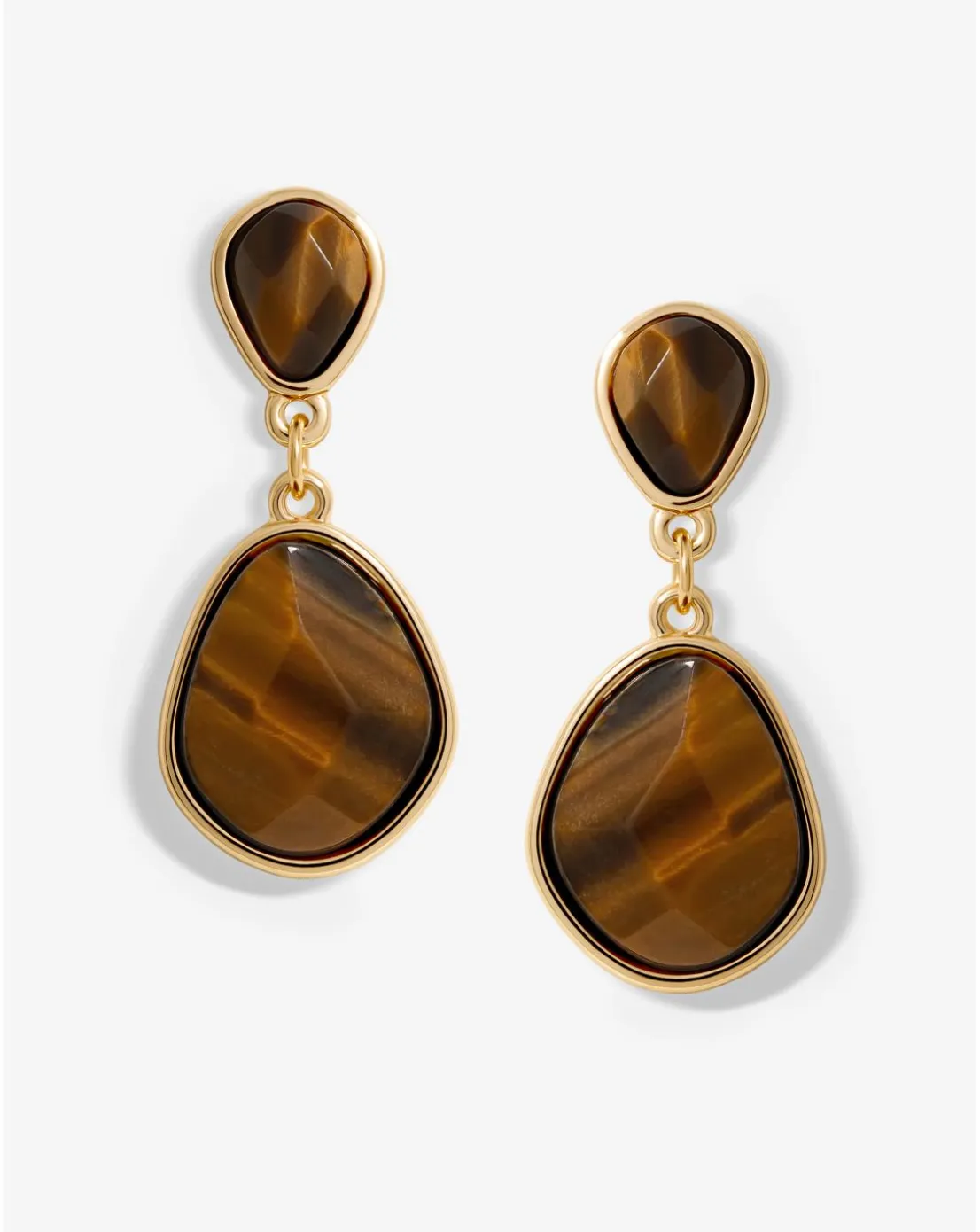 Jon Richard Gold Plated Tigers Eye Pear Drop Earrings