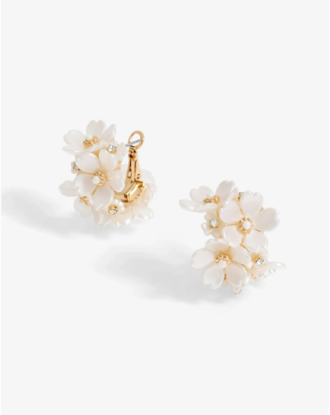 Jon Richard Gold Plated White Floral Hoop Earrings