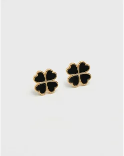 Jon Richard Jet Enamel Clover Studs