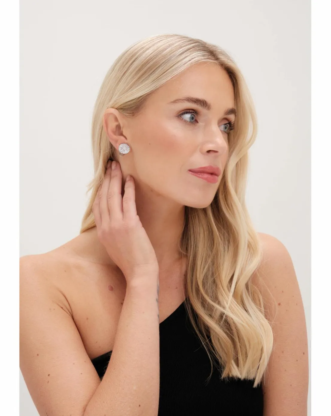 Jon Richard Rhodium Plated Cubic Zirconia Baguette Stud Clip Earrings