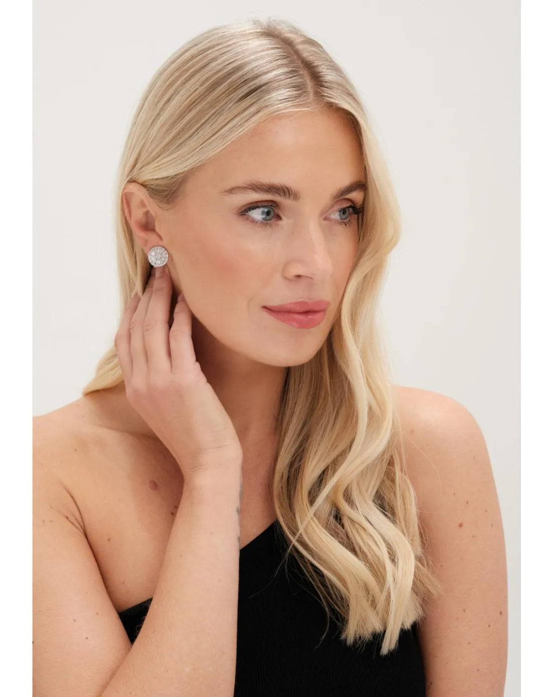 Jon Richard Rhodium Plated Cubic Zirconia Baguette Stud Clip Earrings