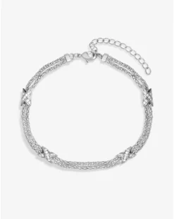 Jon Richard Rhodium Plated Mesh And Kiss Bracelet