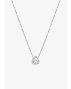 Jon Richard Rhodium Plated Cubic Zirconia Crystal Peardrop Pendant - Gift Boxed