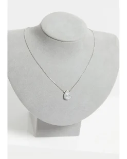 Jon Richard Rhodium Plated Cubic Zirconia Crystal Peardrop Pendant - Gift Boxed