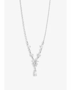 Jon Richard Rhodium Plated Cubic Zirconia Floral Y Necklace