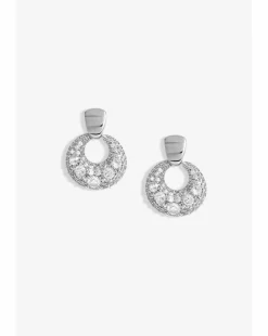 Jon Richard Rhodium Plated Polished And Micro Pave Door Knocker Earrings