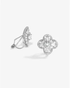 Jon Richard Rhodium Plated Clover Clip Earrings