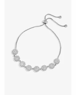 Jon Richard Rhodium Plated Cubic Zirconia Mini Flower Toggle Braclet