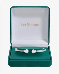 Jon Richard Rhodium Plated Cubic Zirconia Peardrop Open Hinge Bangle
