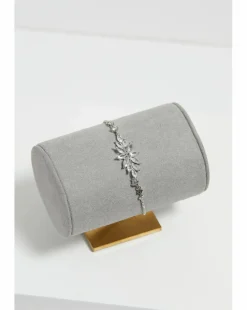 Jon Richard Rhodium Plated Cubic Zirconia Floral Toggle Bracelet