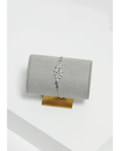 Jon Richard Rhodium Plated Cubic Zirconia Floral Toggle Bracelet