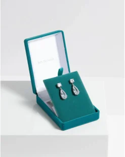 Jon Richard Rhodium Plated CZ Mixed Stone Peardrop Earrings - Gift Boxed