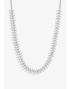 Jon Richard Rhodium Plated CZ Leaf Adjustable Toggle Necklace - Gift Boxed