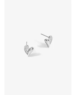 Jon Richard Rhodium Plated Cubic Zirconia Heart Stud Earrings