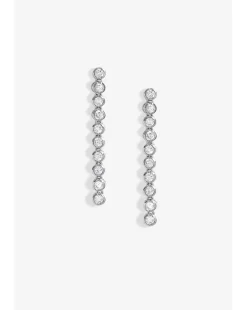 Jon Richard Rhodium Plated Cubic Zirconia Tennis Earrings