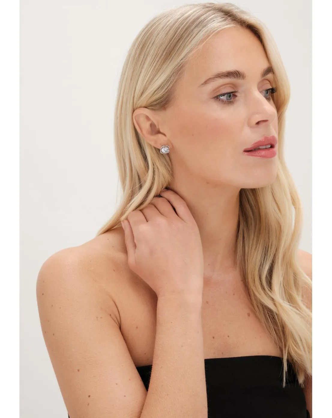 Jon Richard Rhodium Plated Cubic Zirconia Tennis Earrings